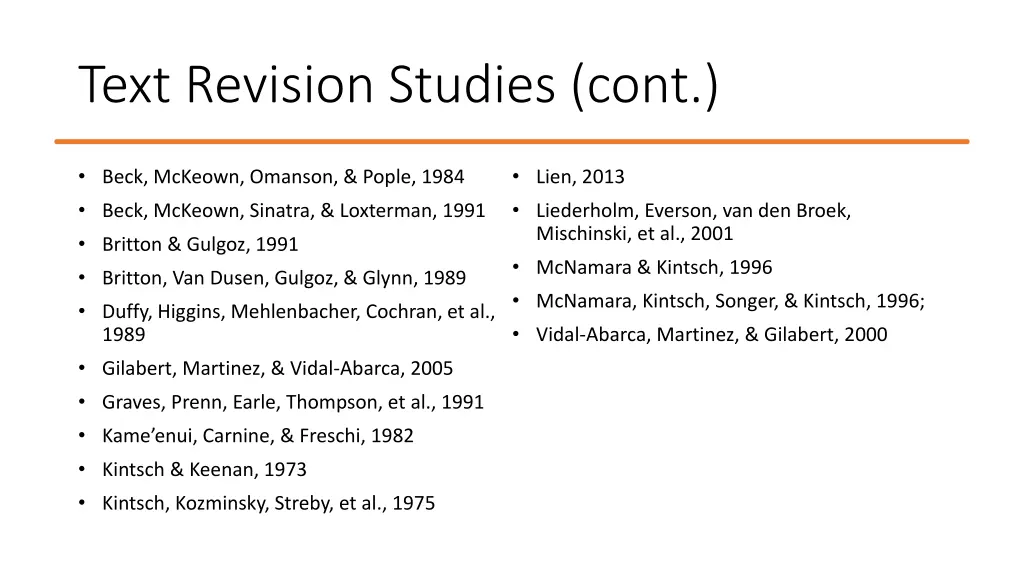 text revision studies cont