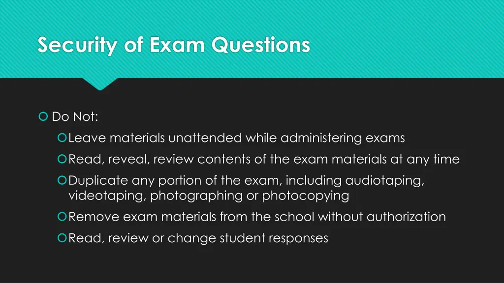 security of exam questions