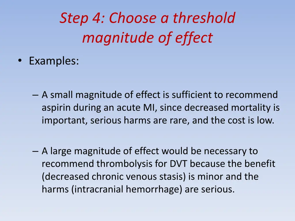 step 4 choose a threshold magnitude of effect 2