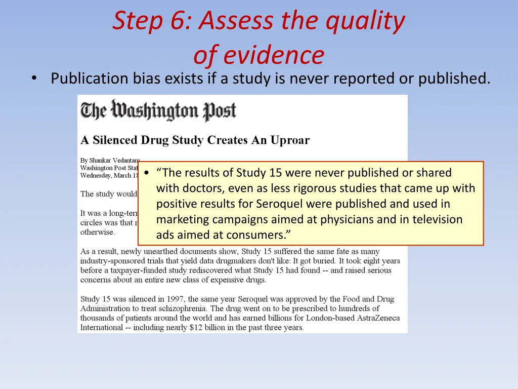 step 6 assess the quality of evidence publication 1