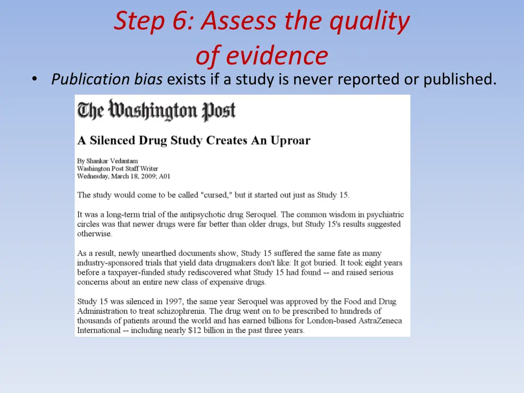 step 6 assess the quality of evidence publication