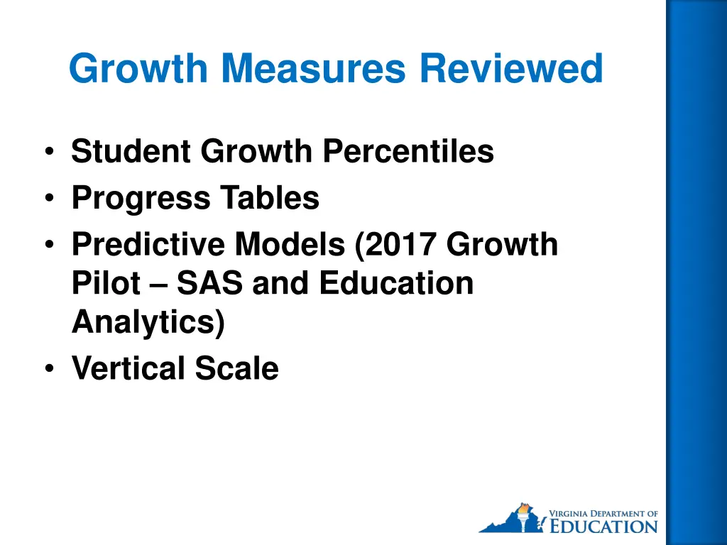 growth measures reviewed