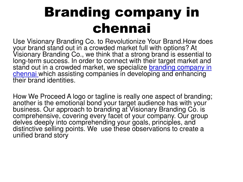 branding company in chennai use visionary