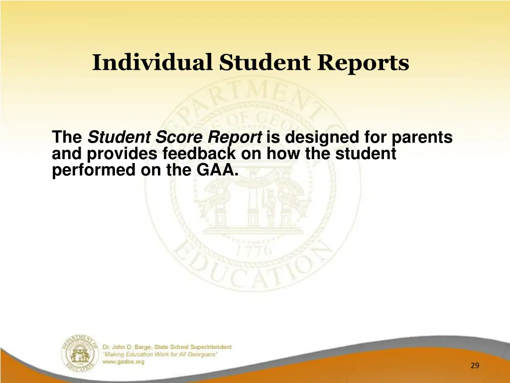 individual student reports