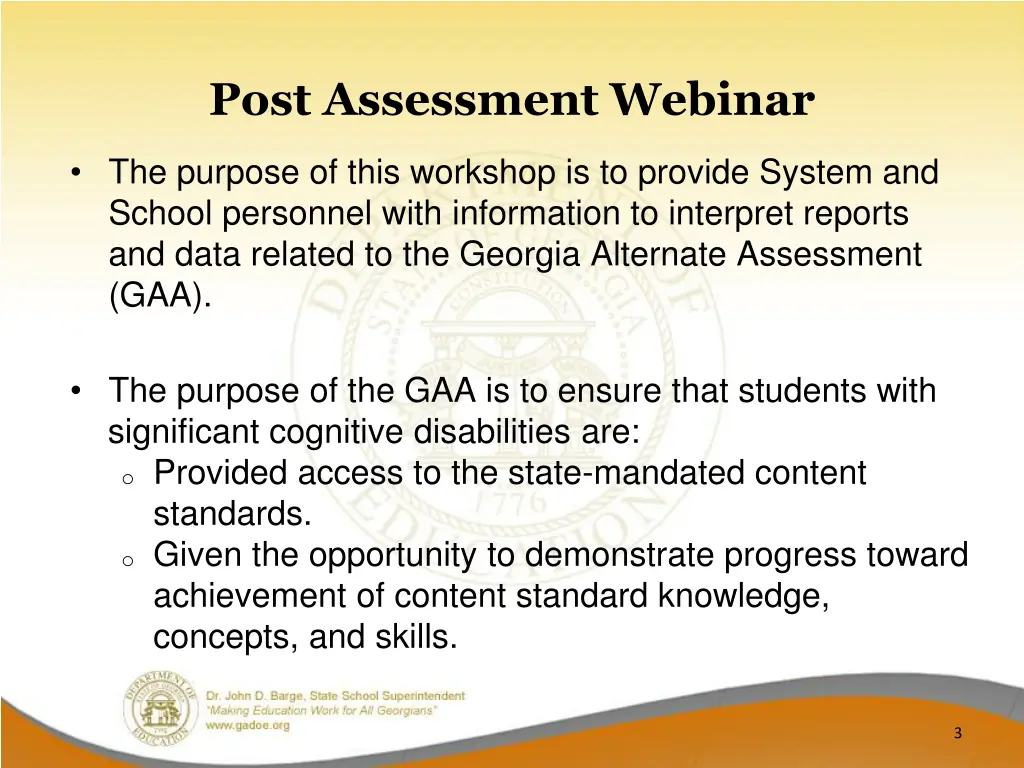 post assessment webinar