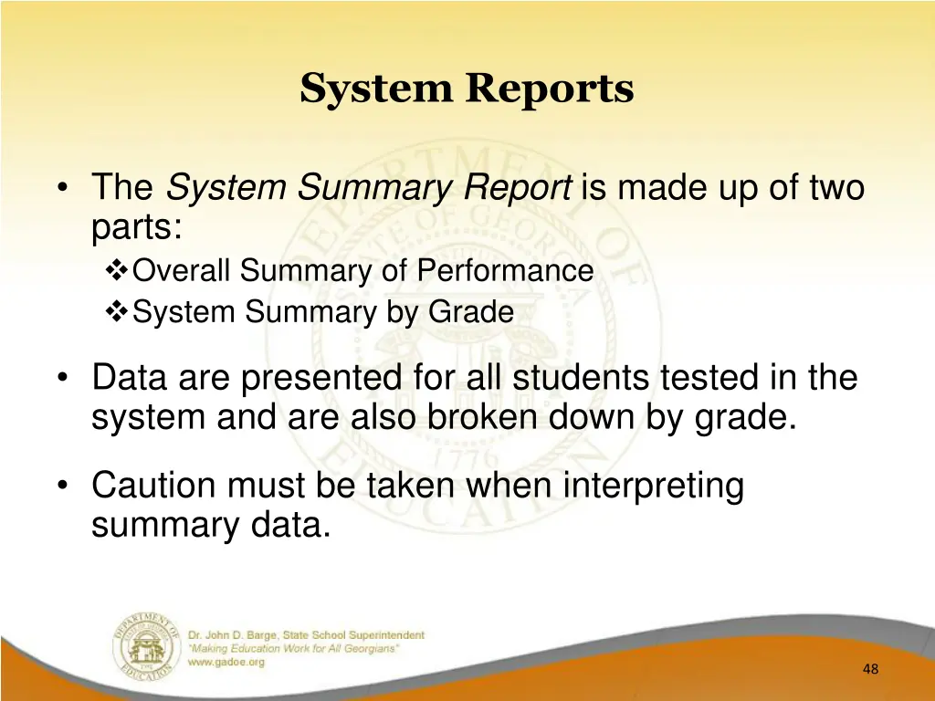 system reports