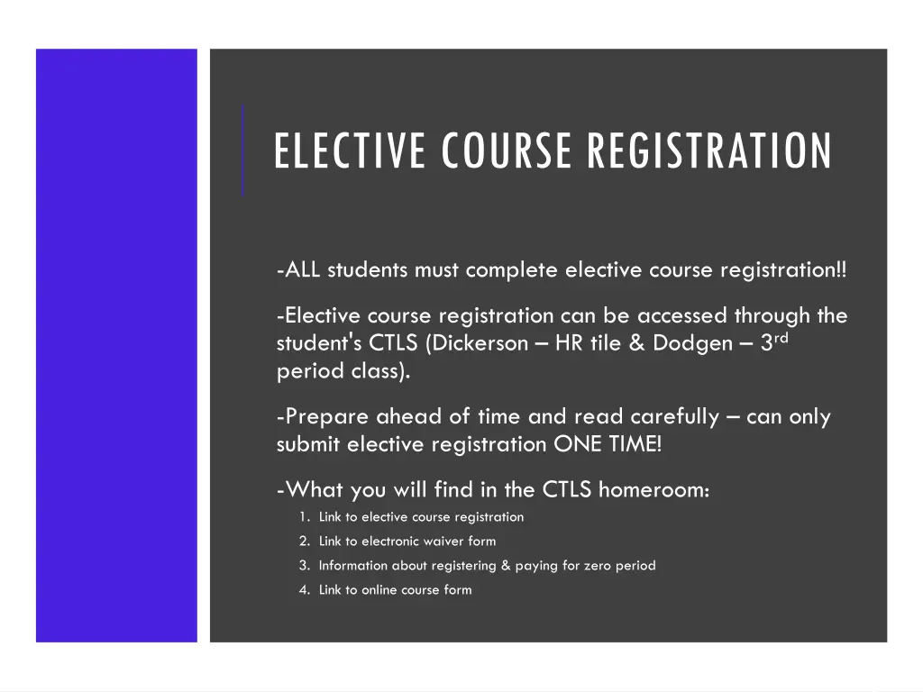 elective course registration