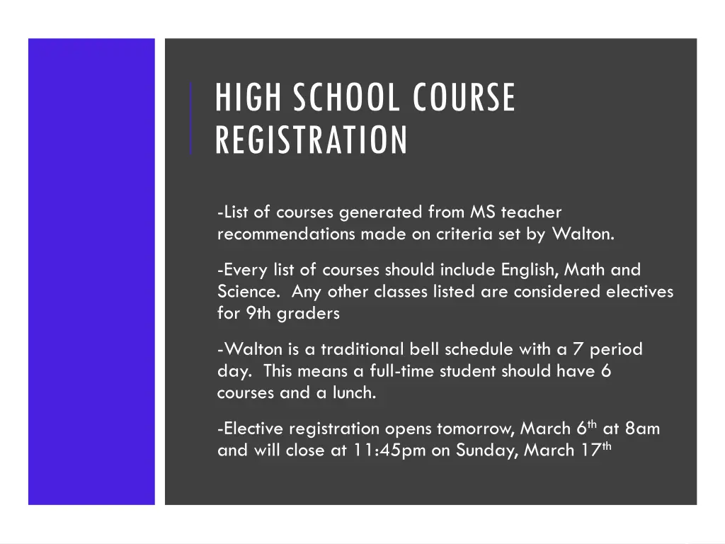 high school course registration