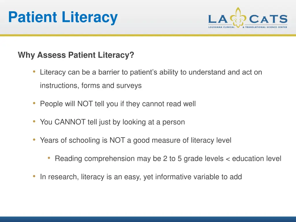 patient literacy