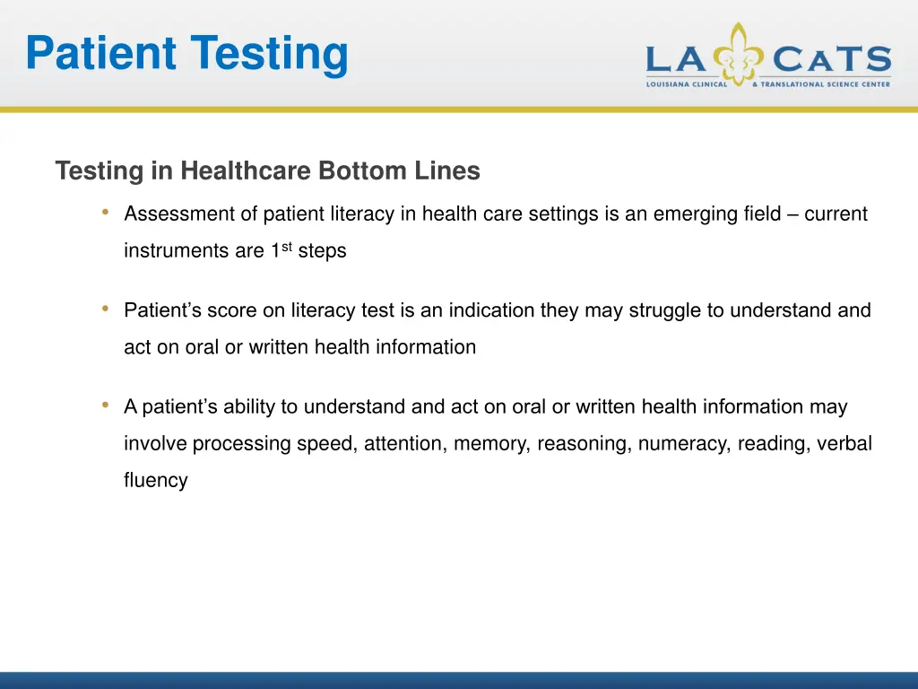 patient testing