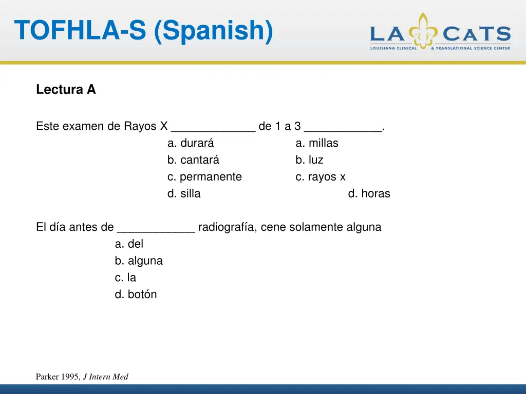 tofhla s spanish 1