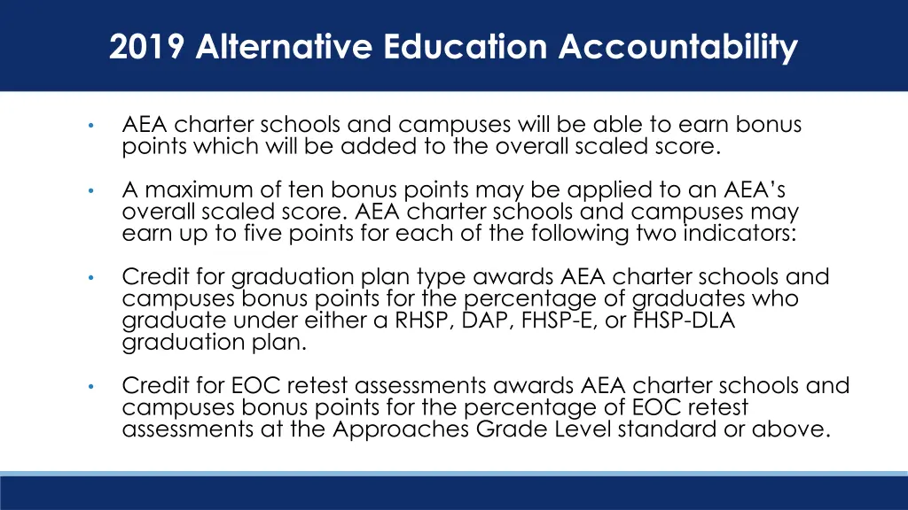 2018 alternative education accountability 2019