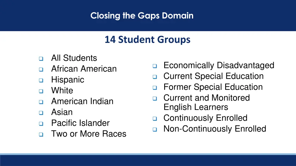 closing the gaps domain