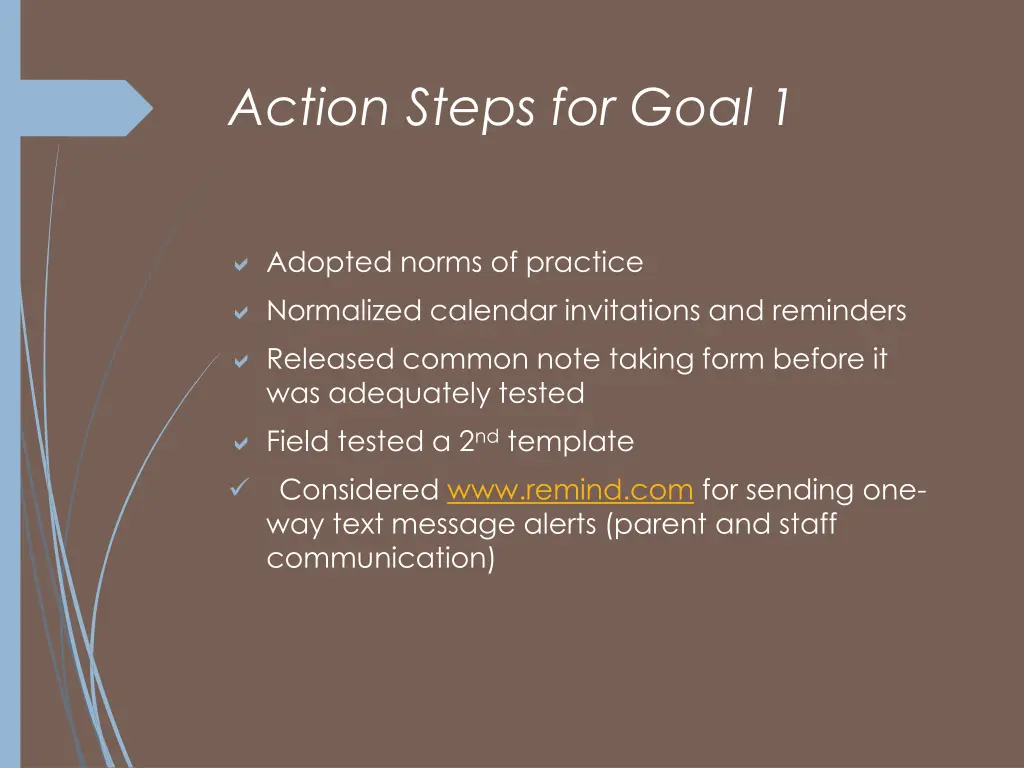 action steps for goal 1 4