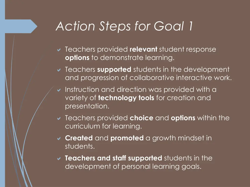 action steps for goal 1 5