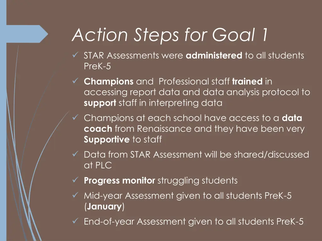 action steps for goal 1