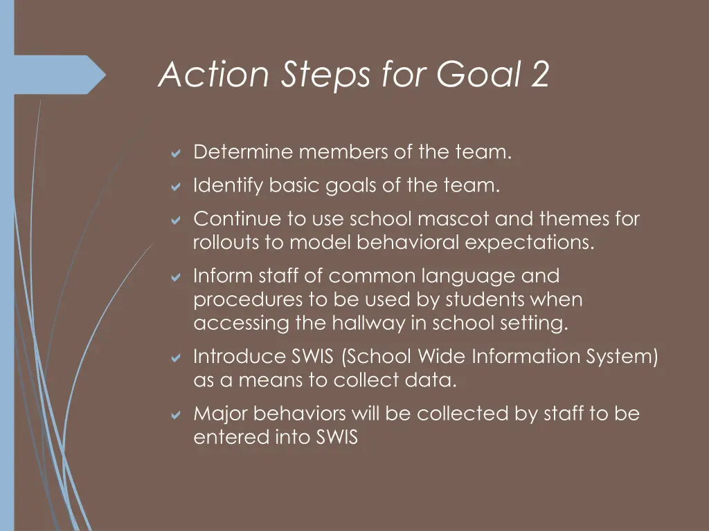 action steps for goal 2 1