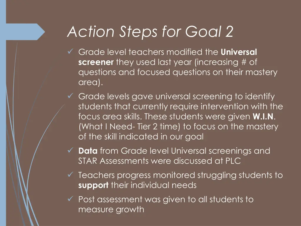 action steps for goal 2 3