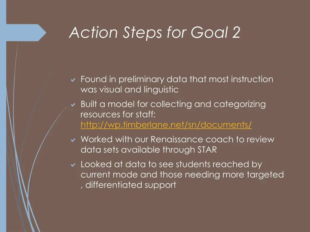 action steps for goal 2 4