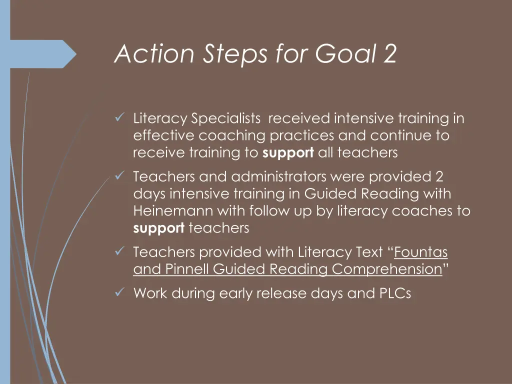 action steps for goal 2