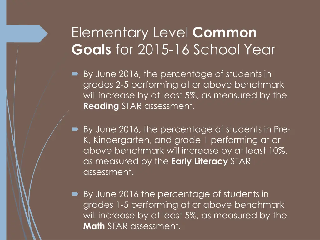 elementary level common goals for 2015 16 school 1