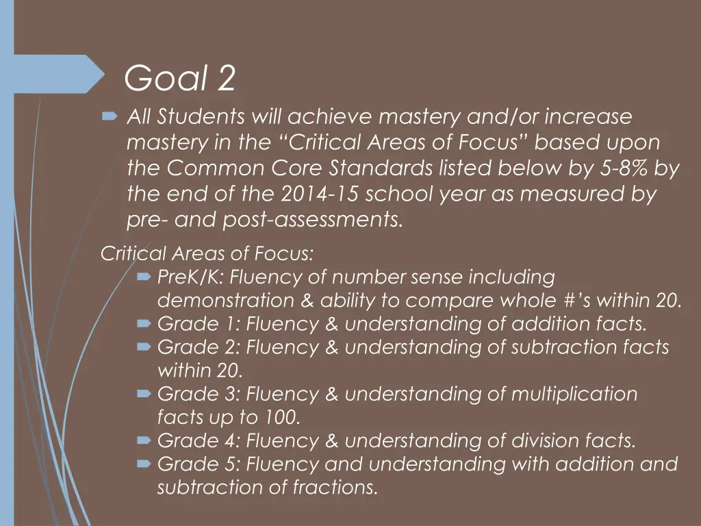 goal 2 all students will achieve mastery