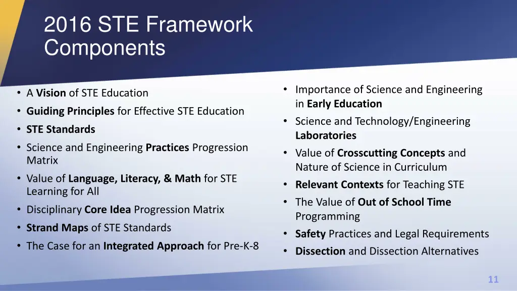 2016 ste framework components