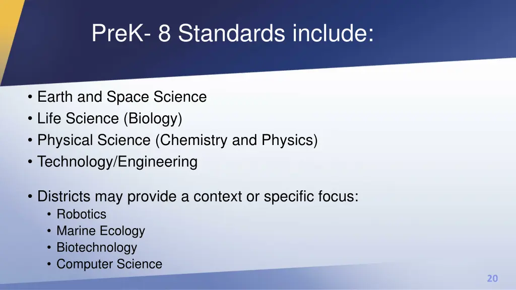 prek 8 standards include