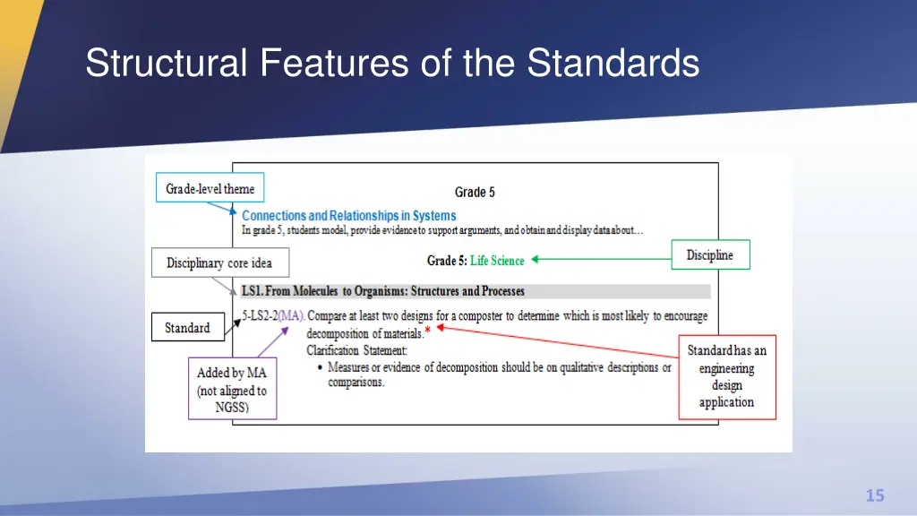 structural features of the standards