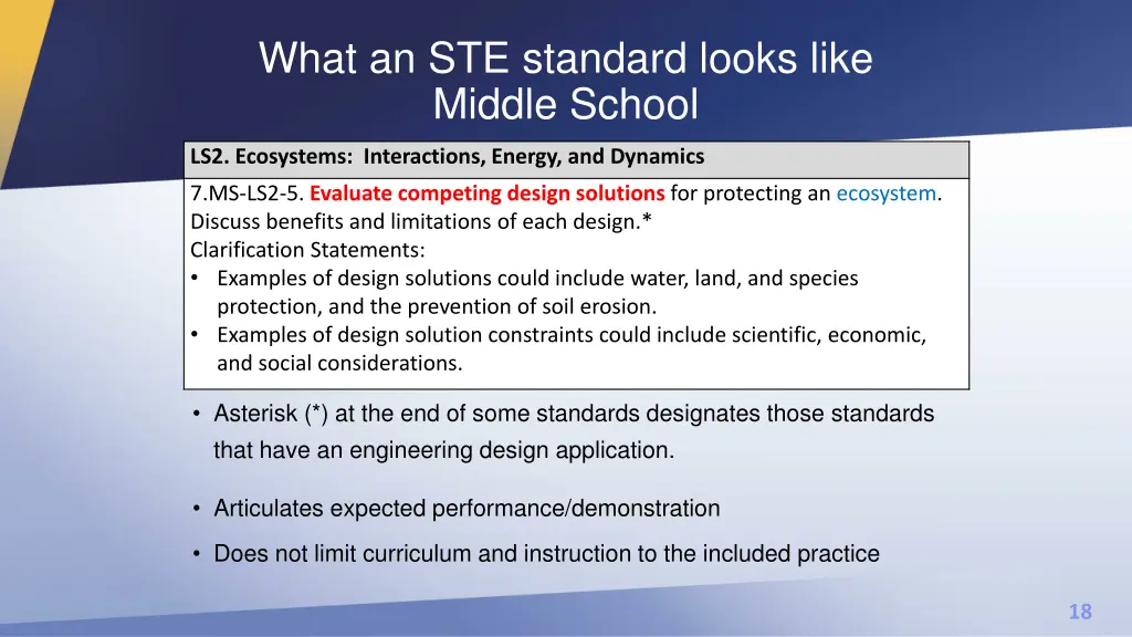 what an ste standard looks like middle school