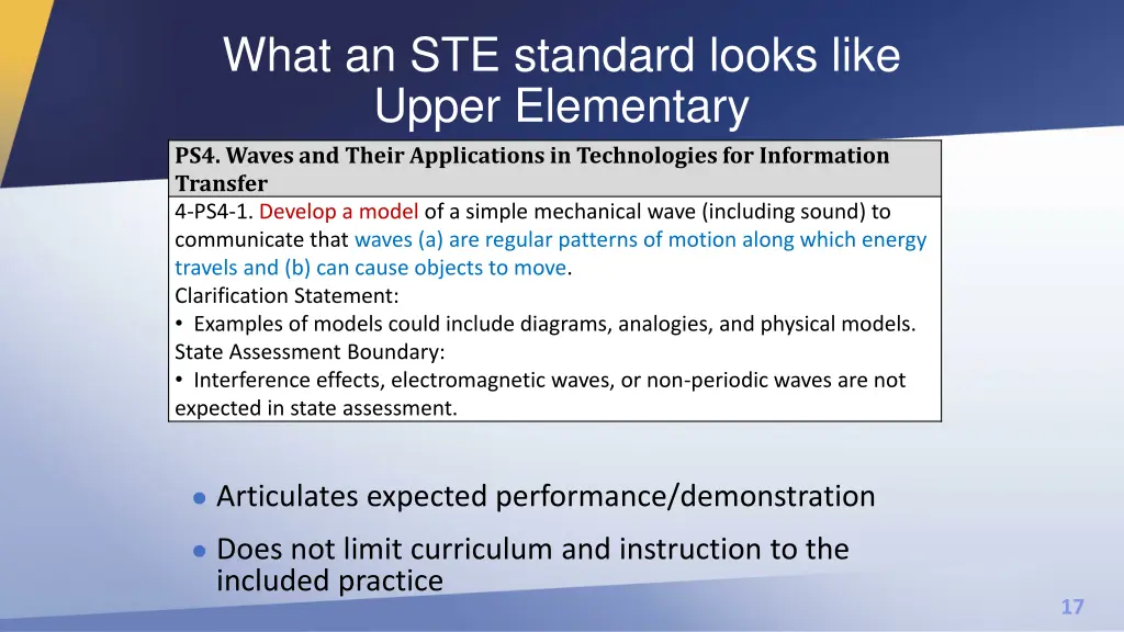 what an ste standard looks like upper elementary