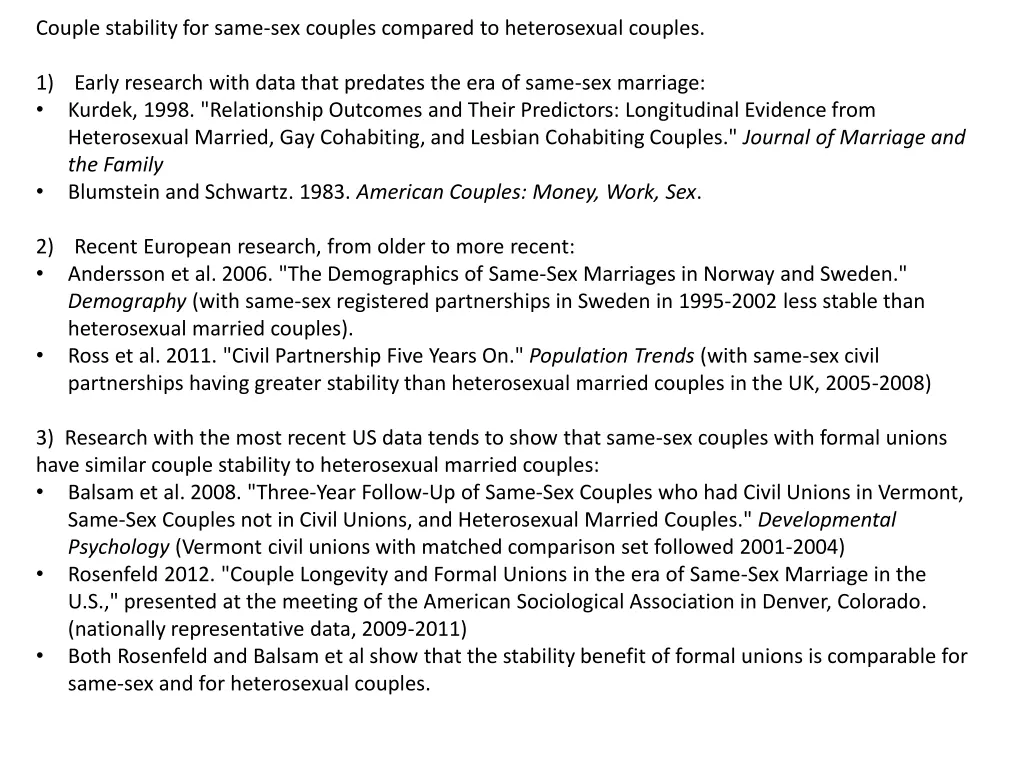 couple stability for same sex couples compared