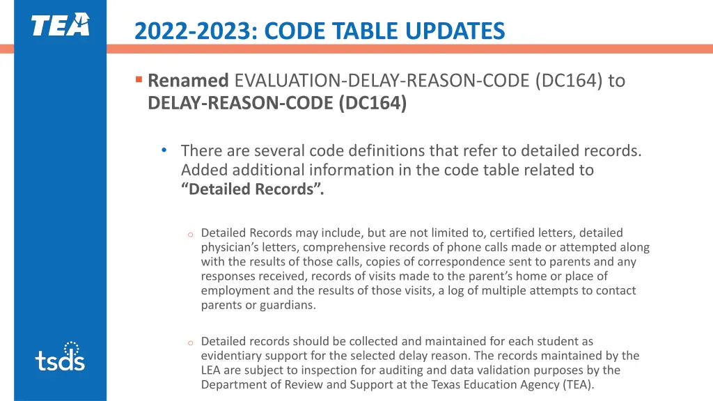 2022 2023 code table updates