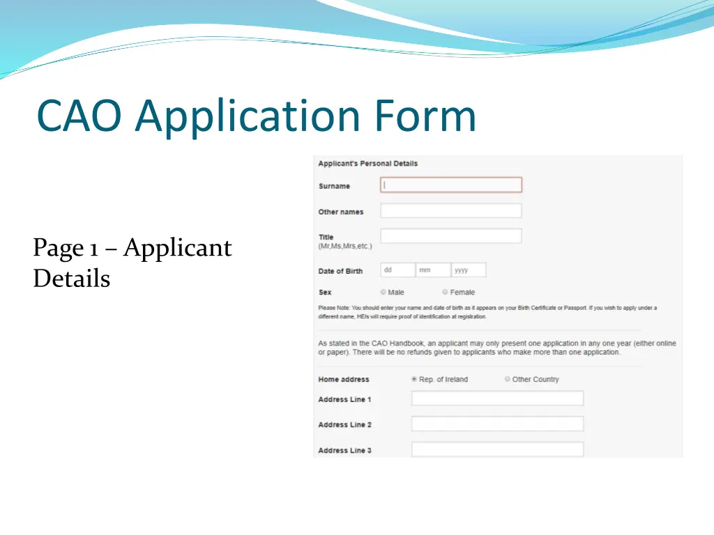 cao application form