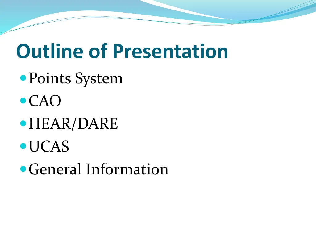 outline of presentation points system cao hear