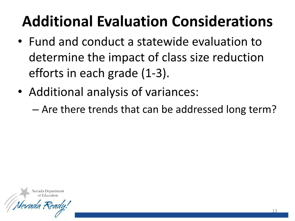 additional evaluation considerations fund