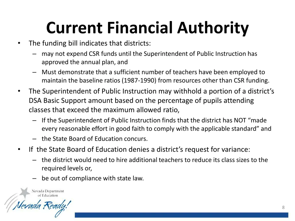 current financial authority the funding bill