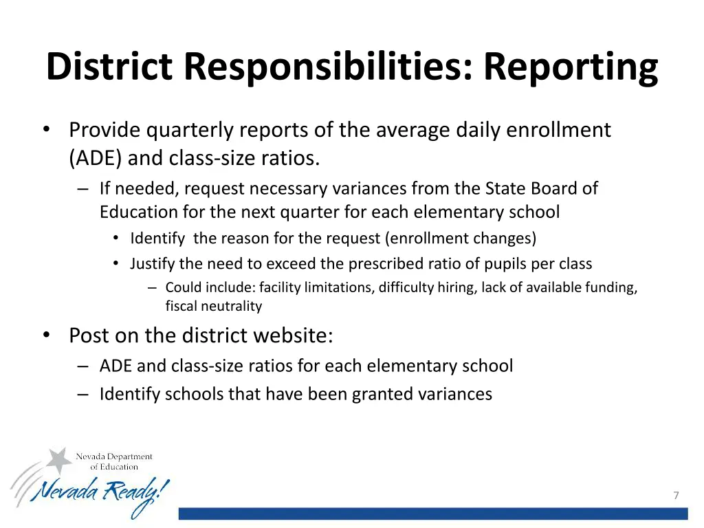 district responsibilities reporting