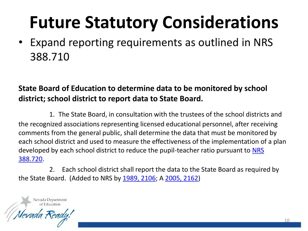 future statutory considerations expand reporting