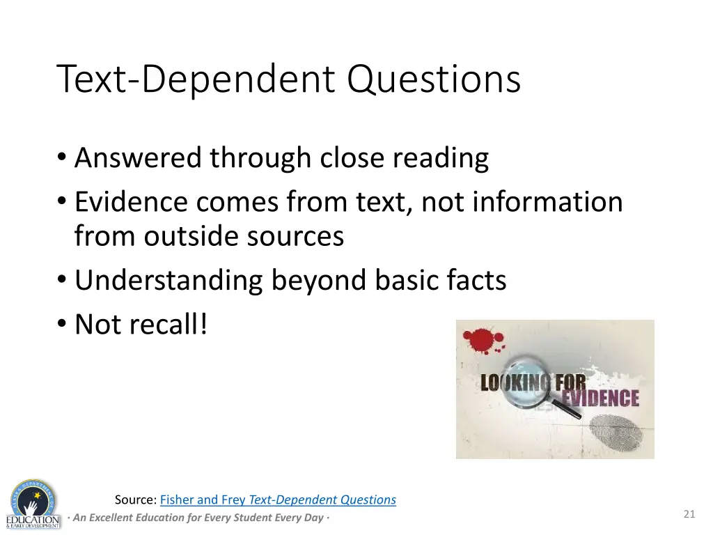 text dependent questions