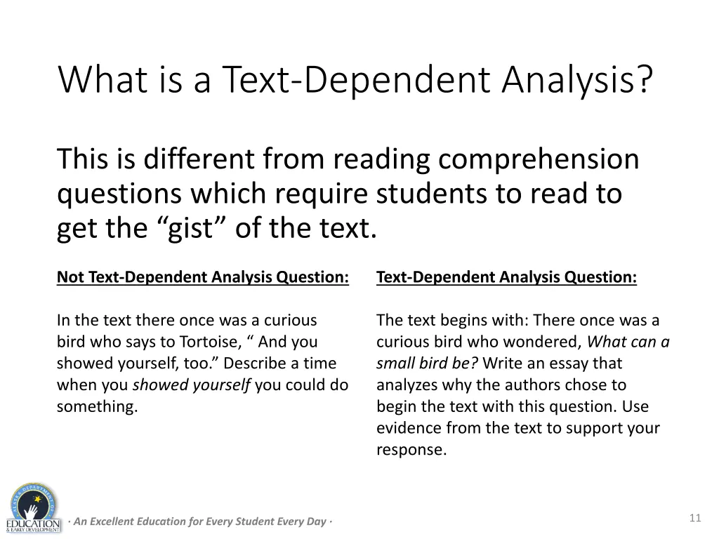 what is a text dependent analysis 2