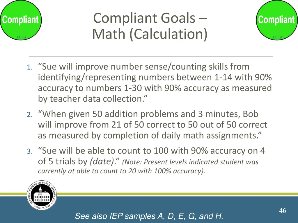 compliant goals math calculation