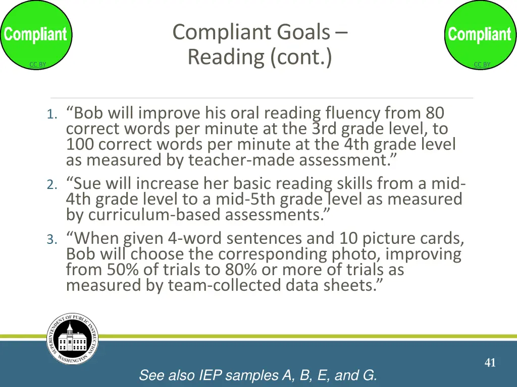 compliant goals reading cont