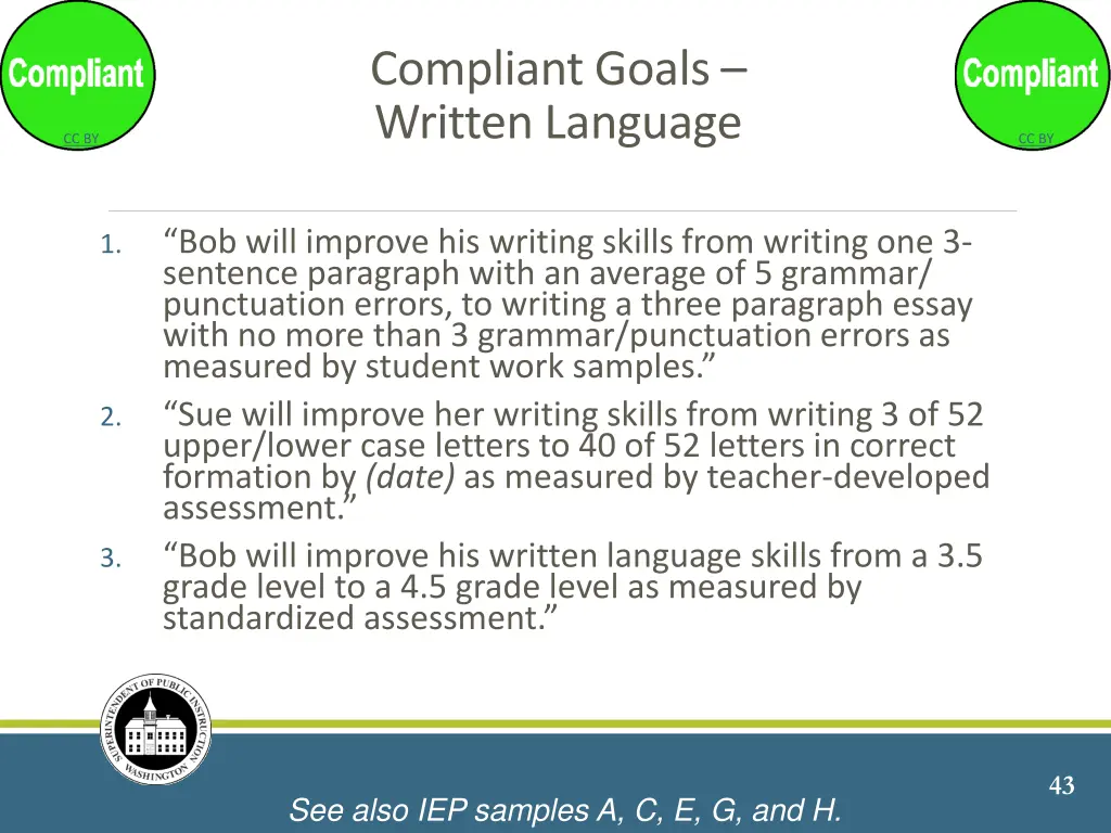 compliant goals written language