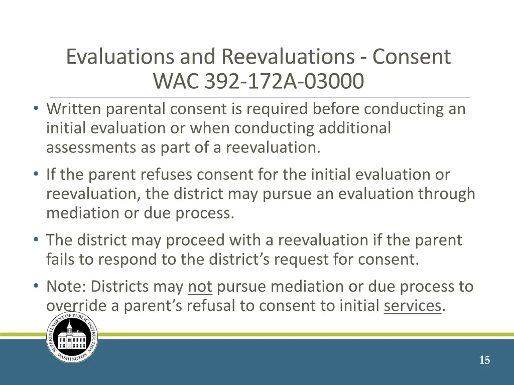 evaluations and reevaluations consent