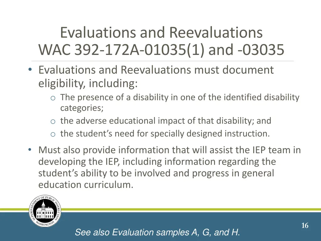 evaluations and reevaluations wac 392 172a 01035