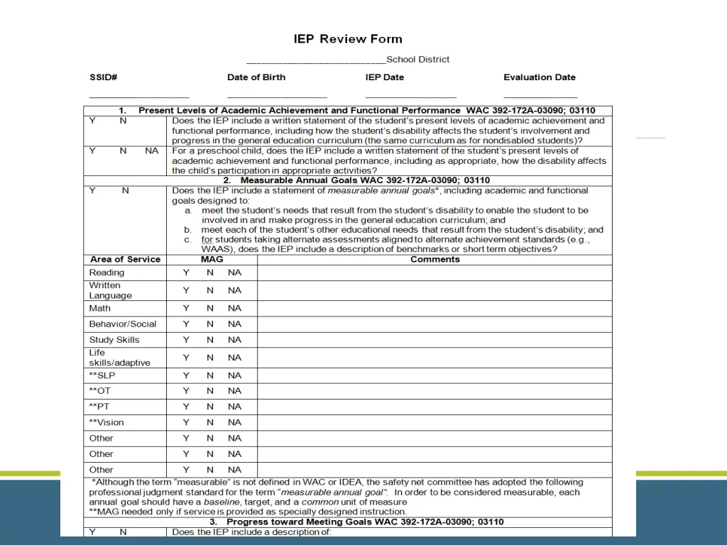 iep review form