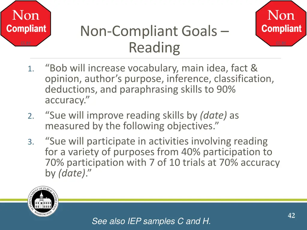 non compliant goals reading