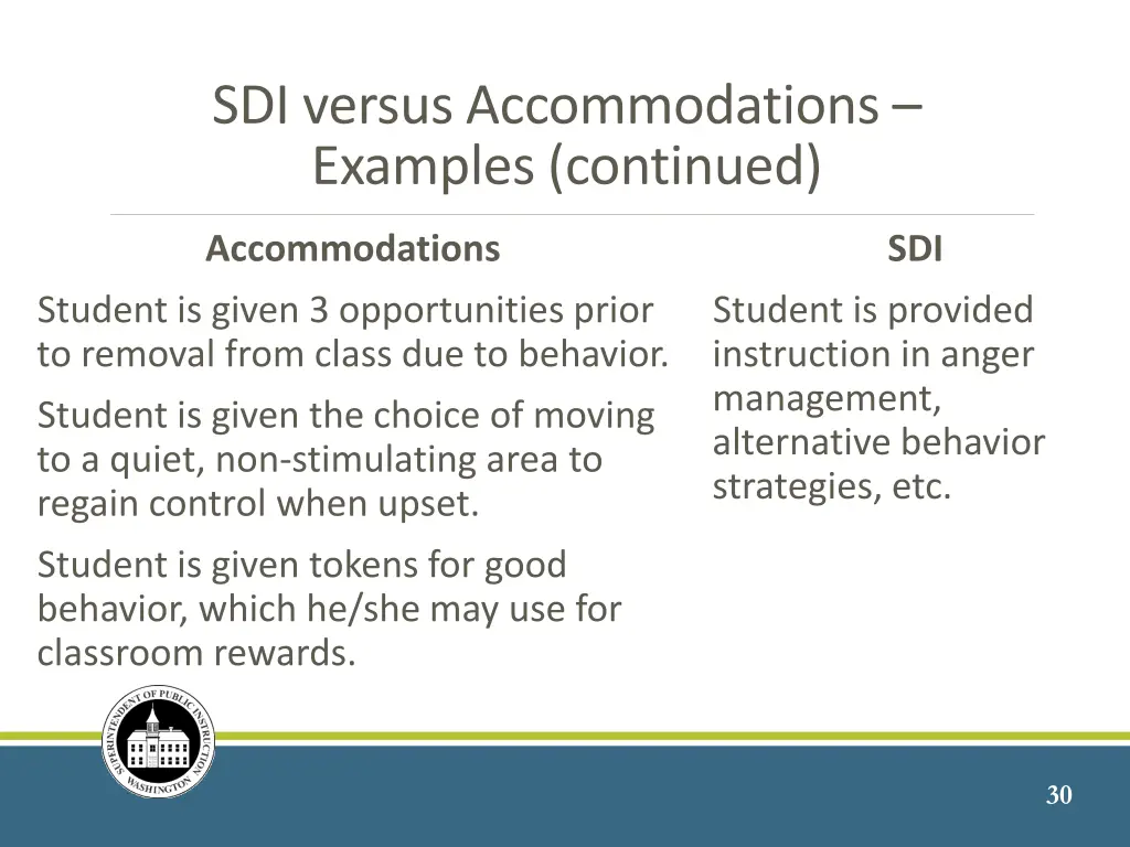 sdi versus accommodations examples continued 1