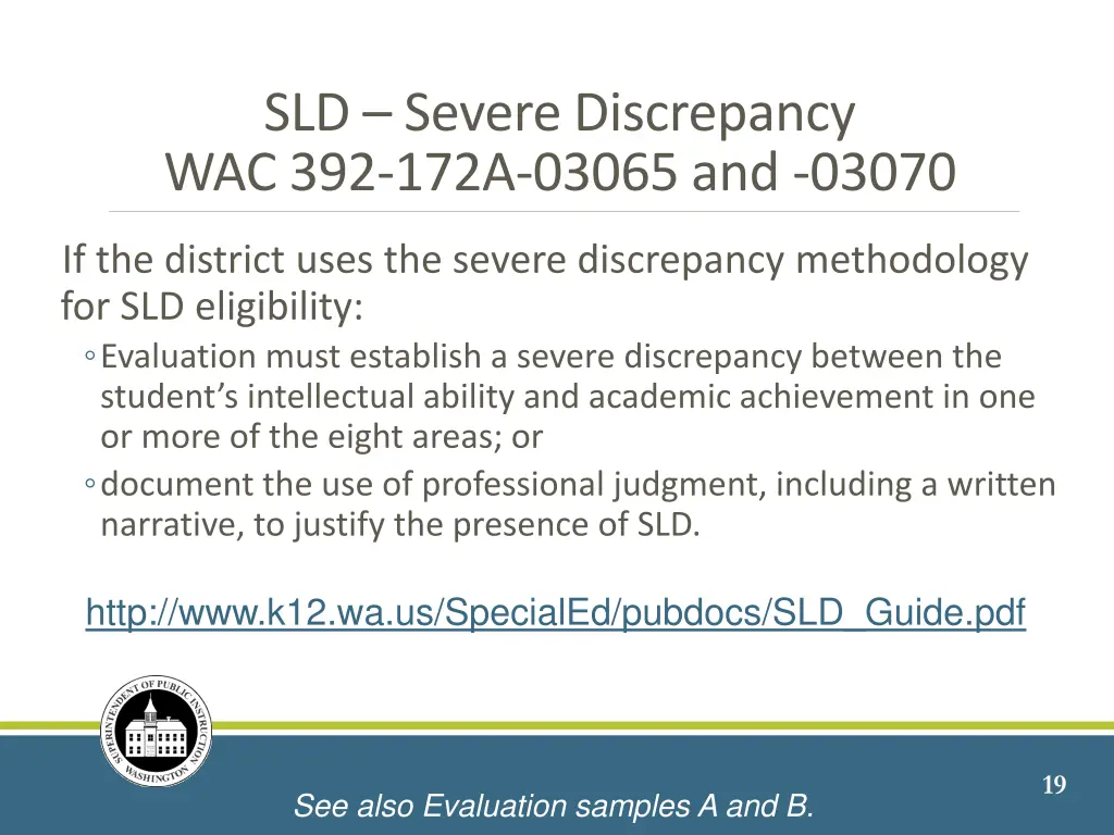 sld severe discrepancy wac 392 172a 03065